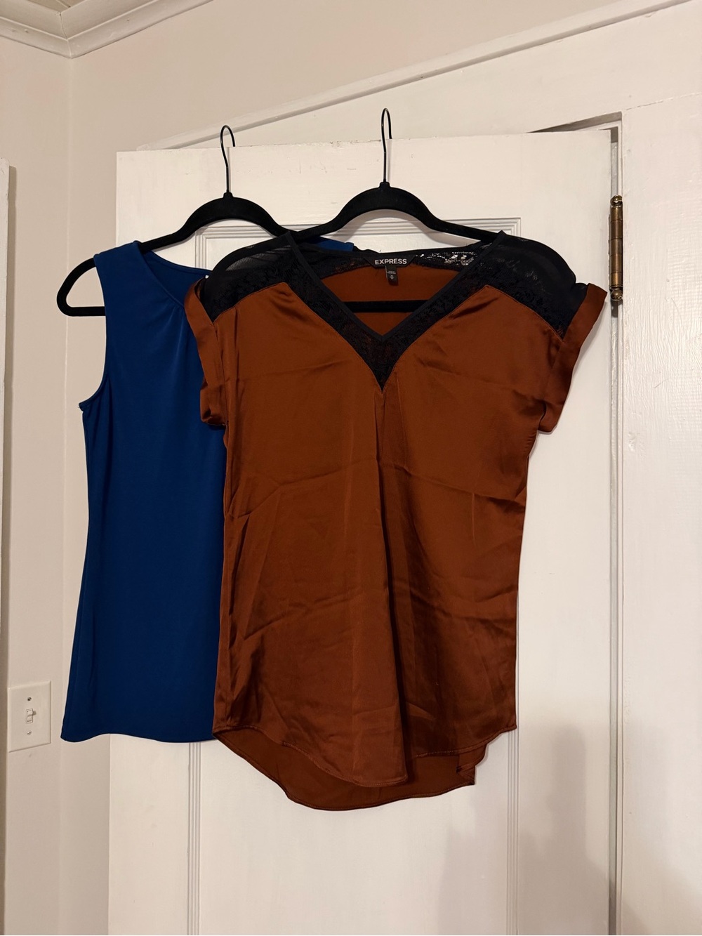 Express Brown V-Neck Lace-Shoulder Camisole